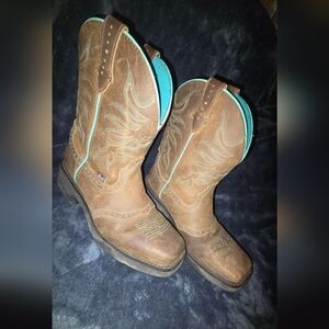 Justin Boots Brown and Teal Women's EUC